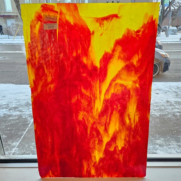 Youghiogheny 5090 Lemon Yellow Stipple with Red Opalescent