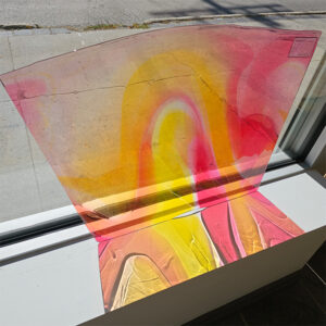 Fremont Hand Blown Pink, Yellow and Clear Swirl 353 SW