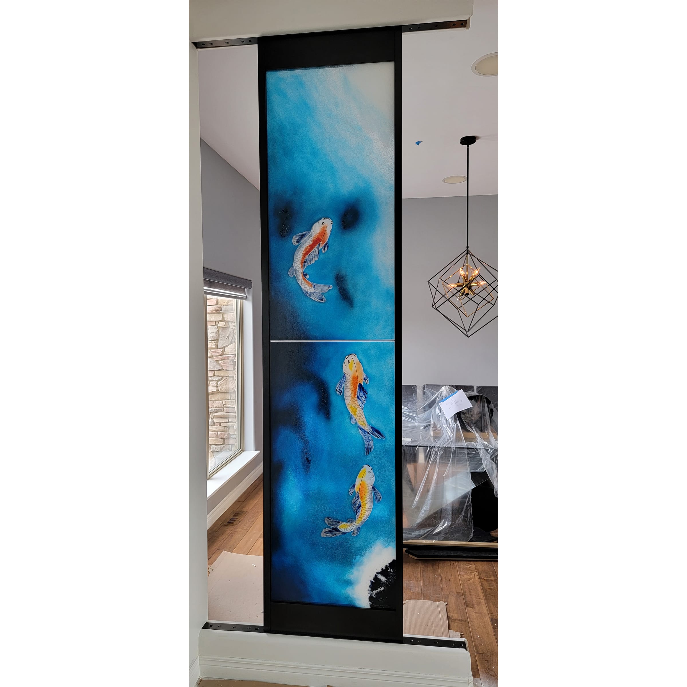 Koi Fish Room Divider (6) - Prairie Studio Glass - Goldfish And Shelves Room Divider