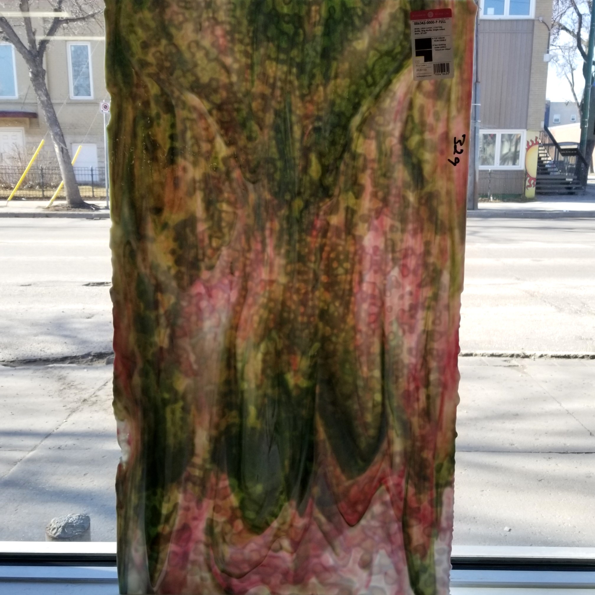 Bullseye White Olive Green Gold Pink Mottle Mix 6343-0000