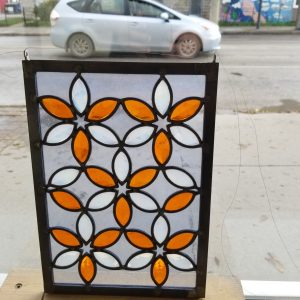 Lead Came Panel with Orange Jewels