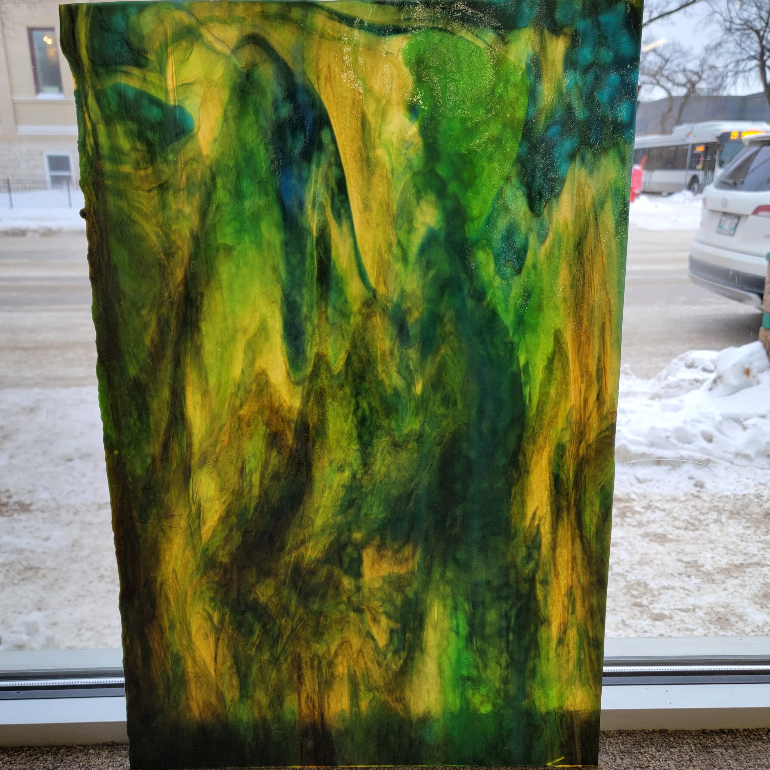 Youghiogheny Silver Yellow, Green and Turquoise Stipple - Image 2
