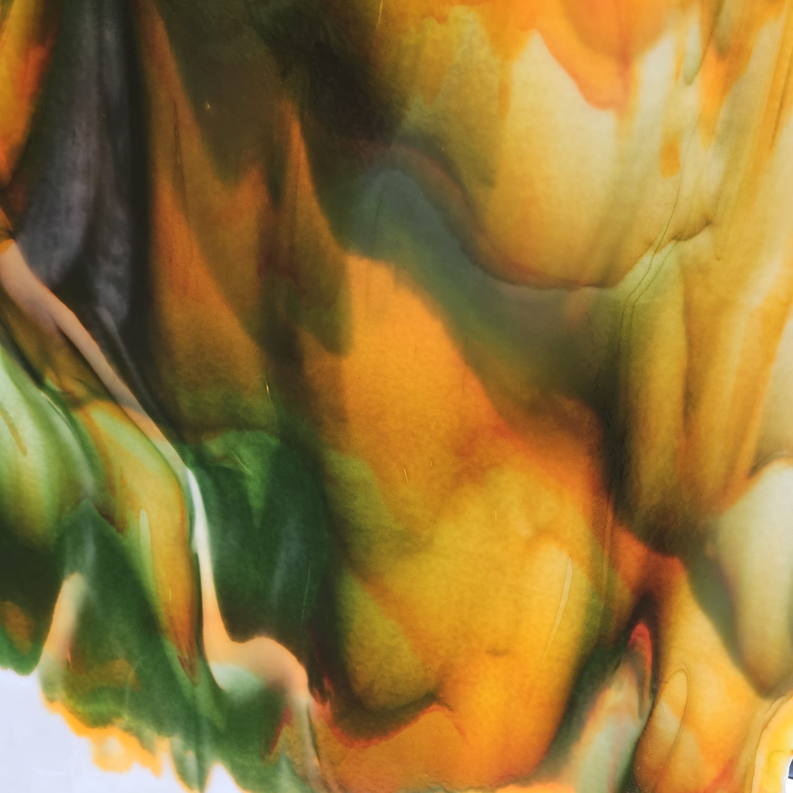 Featured image for “Bullseye White, Orange, Opal and Deep Forest Green Streaky 3123-0030-F”