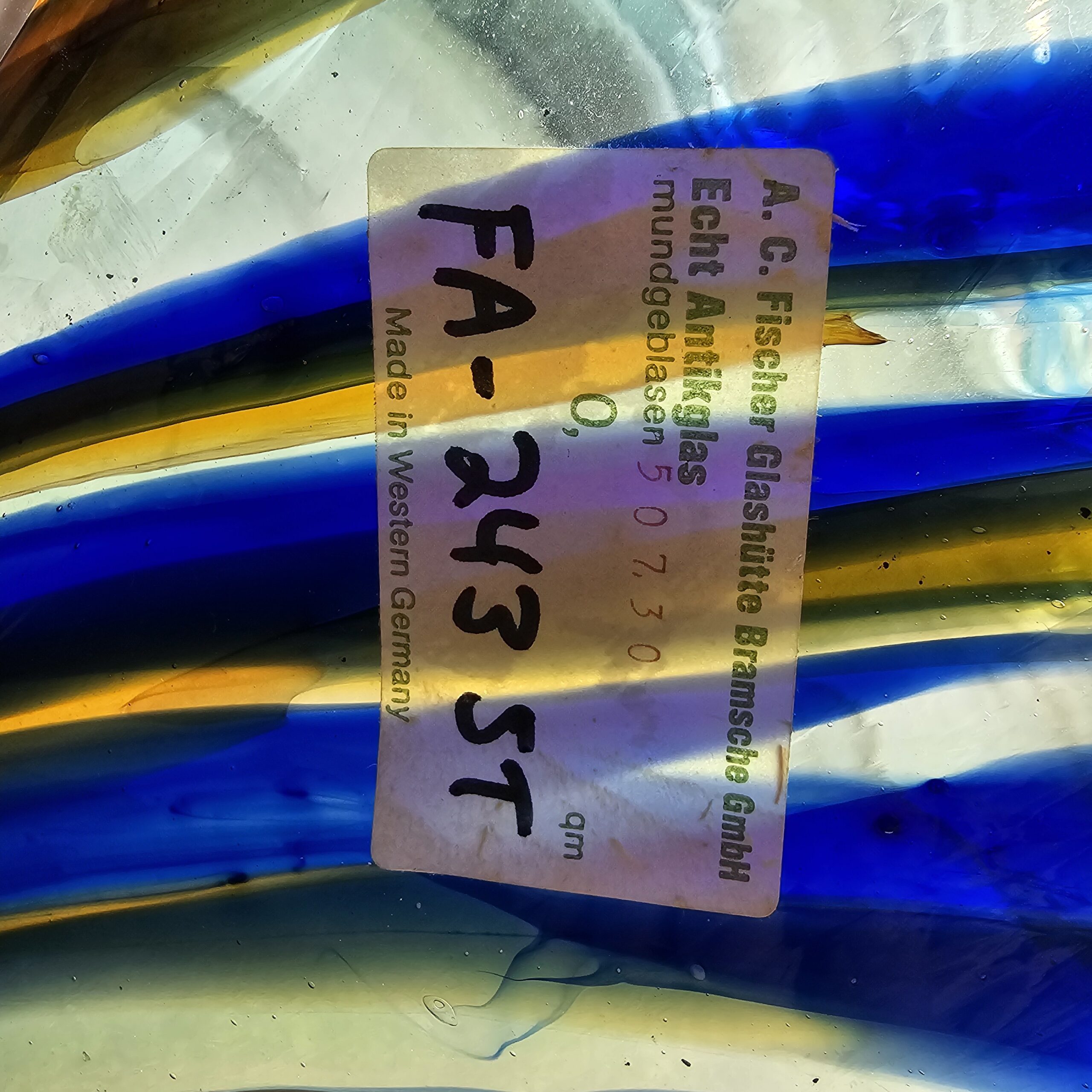 A.C. Fischer Orange, Blue, Aqua and Clear Streaky - Image 4