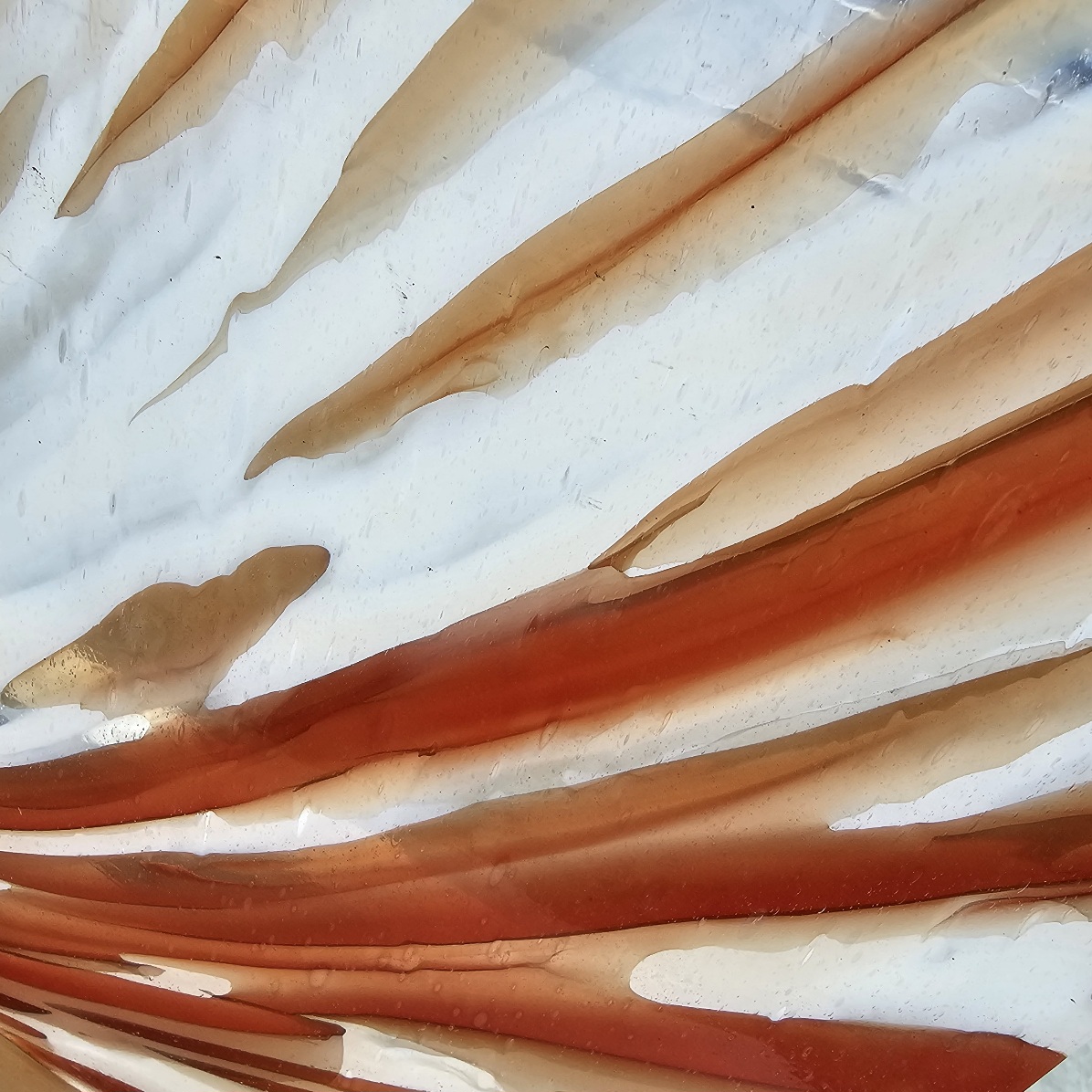Featured image for “A.C. Fischer Hand blown Rust Red, White and Clear streaky”