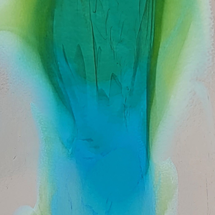 Featured image for “Bullseye -Clear, Turquoise and Mint Green Cascade Fusible- 20727E-0030-F-Full”