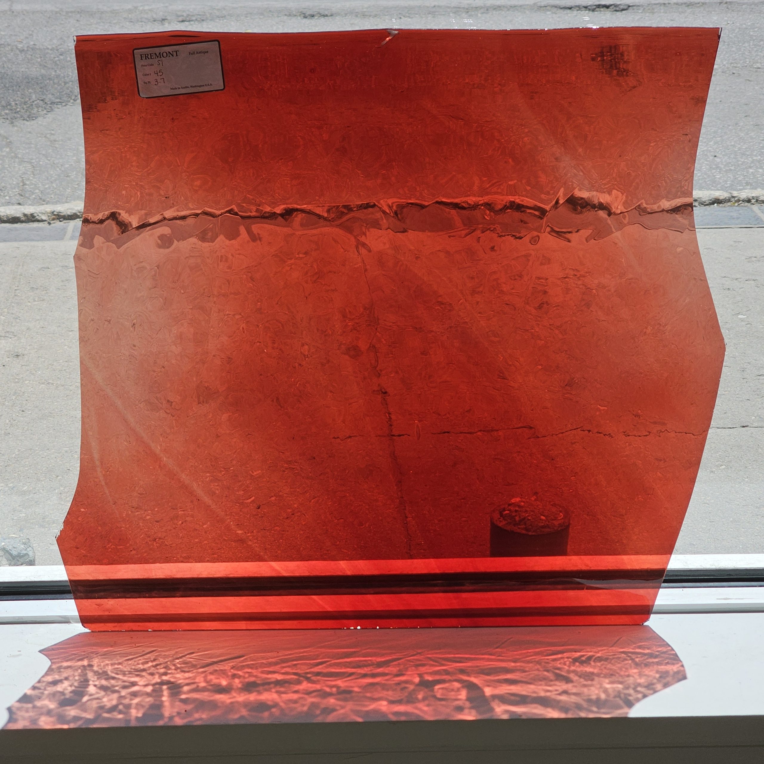 Featured image for “Fremont Hand Blown Red on Clear Streaky Flashed Glass S1 45”