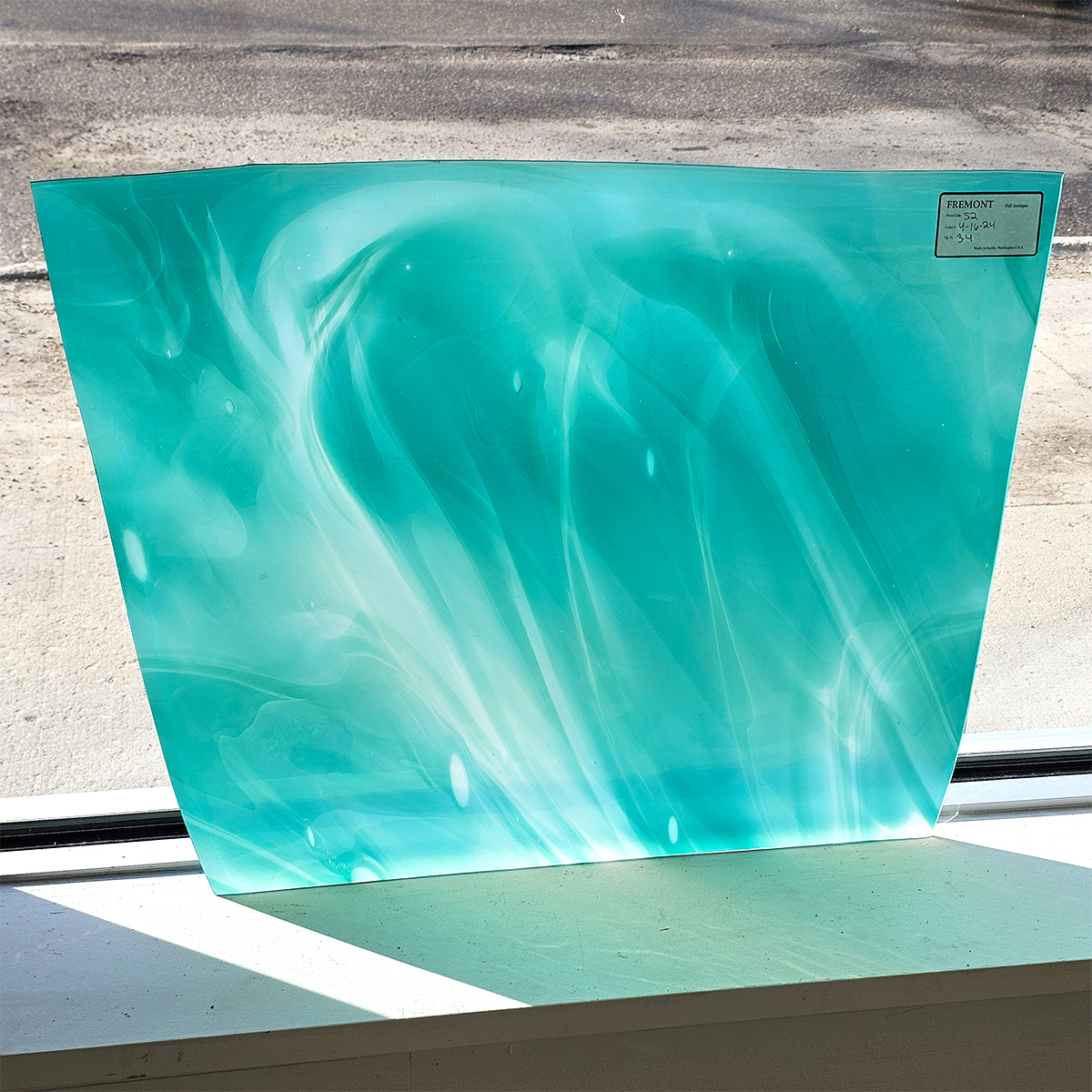Fremont Hand Blown Turquoise and White Opal Swirl - Image 2