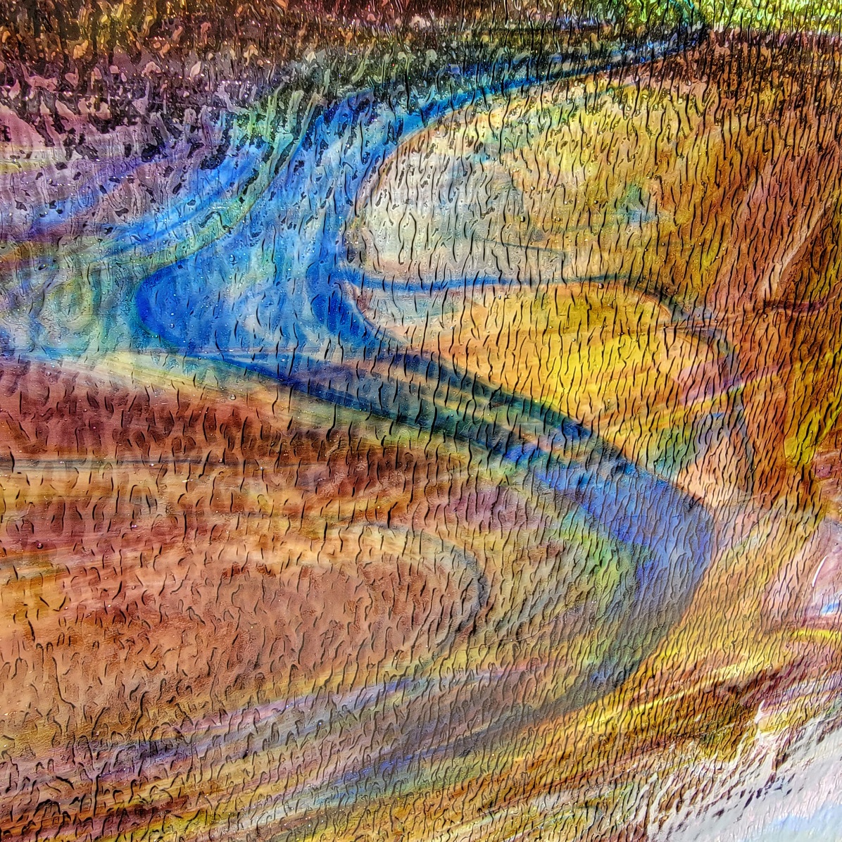 Featured image for “Wissmach Dark Purple, Dark Blue & Yellow-Green On Clear Streaky Granite 238NNLG”
